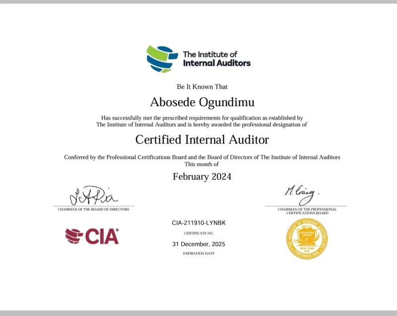 نموذج شهادة مراجع داخلي معتمد